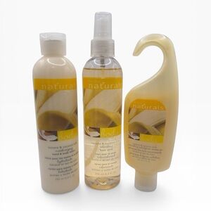 Avon Naturals Banana Coconut Milk Body Care Set Lotion Spray Shower Gel Trio NEW